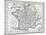 Antique Map Of France-Tektite-Mounted Art Print