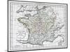 Antique Map Of France-Tektite-Mounted Art Print