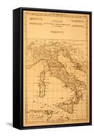 Antique Map Of Italy-Tektite-Framed Stretched Canvas