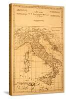 Antique Map Of Italy-Tektite-Stretched Canvas