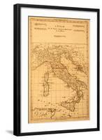 Antique Map Of Italy-Tektite-Framed Art Print