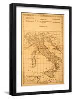 Antique Map Of Italy-Tektite-Framed Art Print