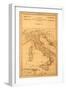 Antique Map Of Italy-Tektite-Framed Art Print