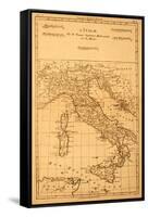 Antique Map Of Italy-Tektite-Framed Stretched Canvas