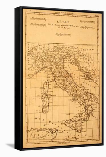 Antique Map Of Italy-Tektite-Framed Stretched Canvas