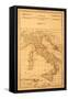 Antique Map Of Italy-Tektite-Framed Stretched Canvas