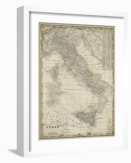 Antique Map of Italy-Vision Studio-Framed Art Print