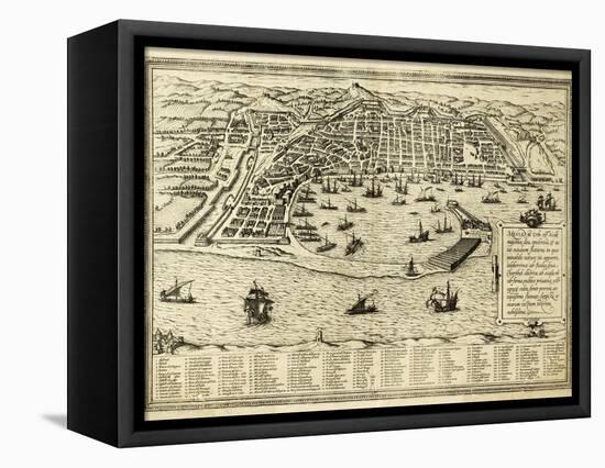 Antique Map Of Messina The Town Of Sicily Separated From Italy By The Strait Of The Same Name-marzolino-Framed Stretched Canvas