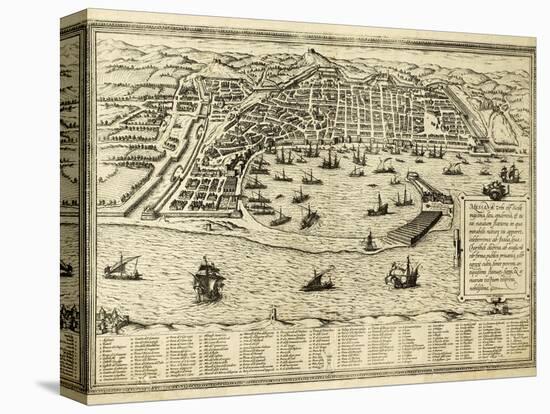 Antique Map Of Messina The Town Of Sicily Separated From Italy By The Strait Of The Same Name-marzolino-Stretched Canvas