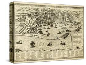 Antique Map Of Messina The Town Of Sicily Separated From Italy By The Strait Of The Same Name-marzolino-Stretched Canvas