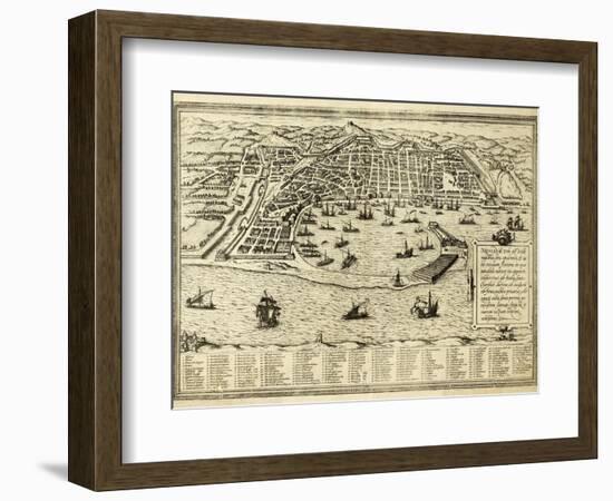 Antique Map Of Messina The Town Of Sicily Separated From Italy By The Strait Of The Same Name-marzolino-Framed Art Print