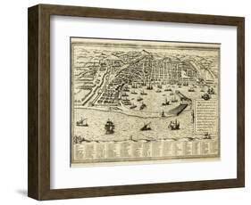 Antique Map Of Messina The Town Of Sicily Separated From Italy By The Strait Of The Same Name-marzolino-Framed Art Print