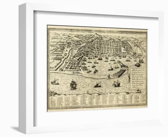 Antique Map Of Messina The Town Of Sicily Separated From Italy By The Strait Of The Same Name-marzolino-Framed Art Print