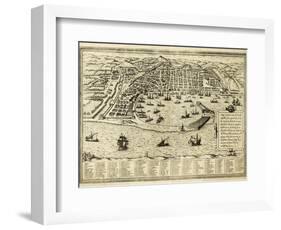 Antique Map Of Messina The Town Of Sicily Separated From Italy By The Strait Of The Same Name-marzolino-Framed Art Print