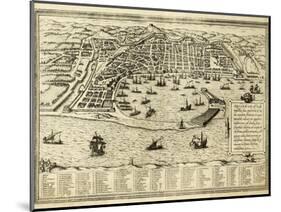 Antique Map Of Messina The Town Of Sicily Separated From Italy By The Strait Of The Same Name-marzolino-Mounted Art Print