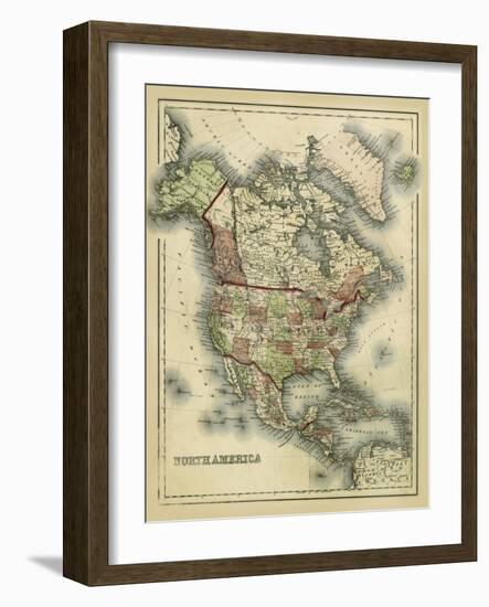 Antique Map of North America-Alvin Johnson-Framed Art Print