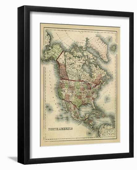 Antique Map of North America-Alvin Johnson-Framed Art Print