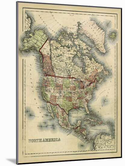 Antique Map of North America-Alvin Johnson-Mounted Art Print