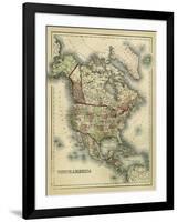 Antique Map of North America-Alvin Johnson-Framed Art Print