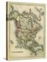 Antique Map of North America-Alvin Johnson-Stretched Canvas