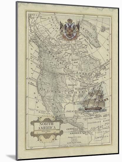 Antique Map of North America-Vision Studio-Mounted Art Print