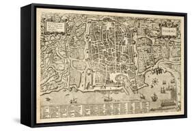 Antique Map Of Palermo, The Main Town In Sicily-marzolino-Framed Stretched Canvas