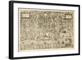 Antique Map Of Palermo, The Main Town In Sicily-marzolino-Framed Art Print