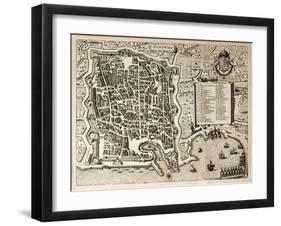 Antique Map Of Palermo, The Main Town In Sicily-marzolino-Framed Art Print