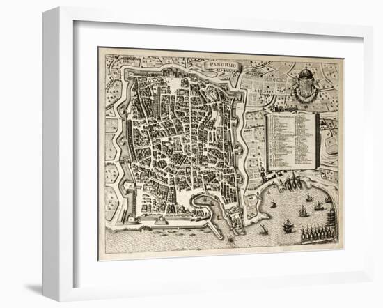 Antique Map Of Palermo, The Main Town In Sicily-marzolino-Framed Art Print