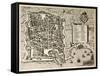 Antique Map Of Palermo, The Main Town In Sicily-marzolino-Framed Stretched Canvas