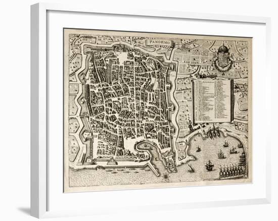 Antique Map Of Palermo, The Main Town In Sicily-marzolino-Framed Art Print