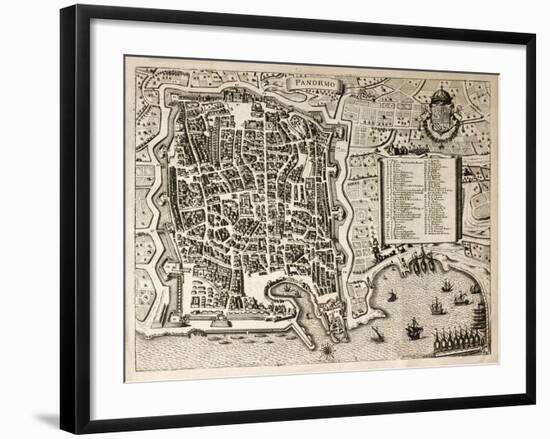 Antique Map Of Palermo, The Main Town In Sicily-marzolino-Framed Art Print