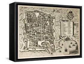 Antique Map Of Palermo, The Main Town In Sicily-marzolino-Framed Stretched Canvas