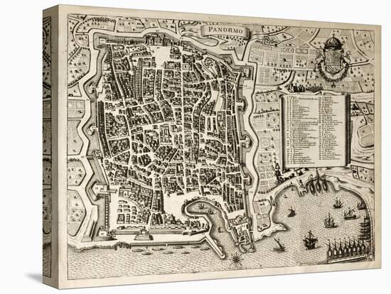 Antique Map Of Palermo, The Main Town In Sicily-marzolino-Stretched Canvas