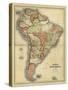 Antique Map of South America-Alvin Johnson-Stretched Canvas