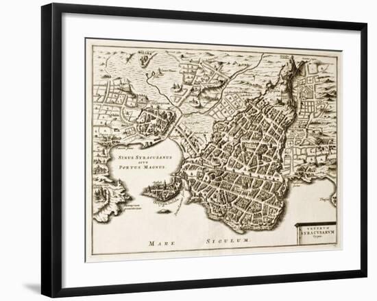 Antique Map Of Syracuse, Sicily-marzolino-Framed Art Print