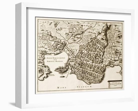 Antique Map Of Syracuse, Sicily-marzolino-Framed Art Print