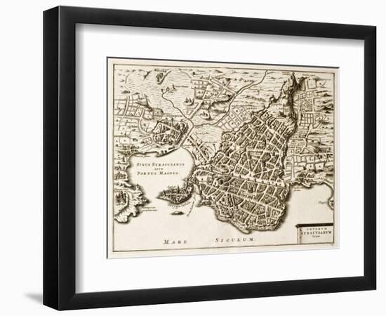 Antique Map Of Syracuse, Sicily-marzolino-Framed Art Print