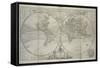 Antique Map of the world according to the newest discoveries and from the most exact observations-Hermann Moll-Framed Stretched Canvas