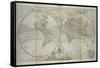 Antique Map of the world according to the newest discoveries and from the most exact observations-Hermann Moll-Framed Stretched Canvas