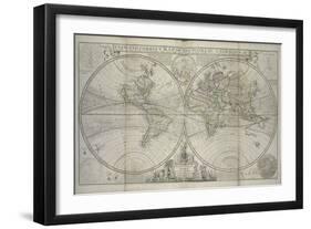 Antique Map of the world according to the newest discoveries and from the most exact observations-Hermann Moll-Framed Giclee Print