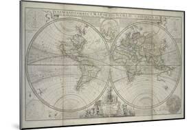 Antique Map of the world according to the newest discoveries and from the most exact observations-Hermann Moll-Mounted Giclee Print