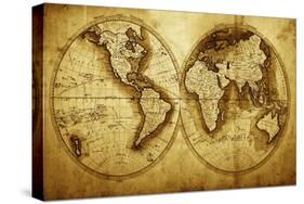 Antique Map Of The World (Circa 1711 Year)-Oleg Golovnev-Stretched Canvas