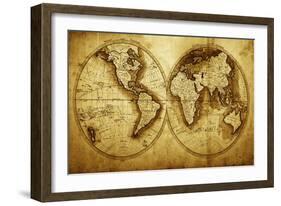 Antique Map Of The World (Circa 1711 Year)-Oleg Golovnev-Framed Premium Giclee Print