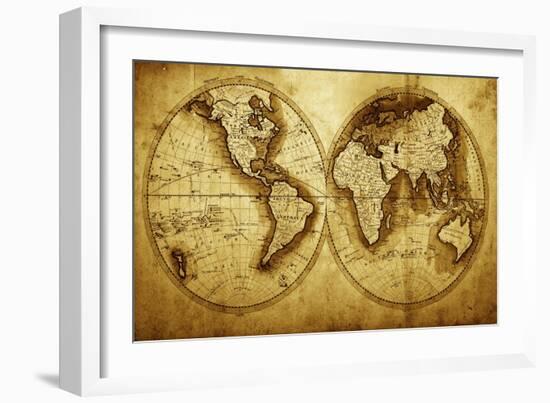 Antique Map Of The World (Circa 1711 Year)-Oleg Golovnev-Framed Premium Giclee Print