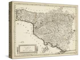 Antique Map of Tuscany-null-Stretched Canvas