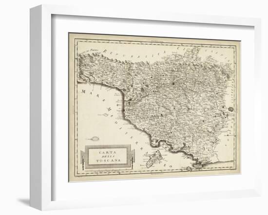 Antique Map of Tuscany-null-Framed Art Print