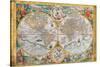 Antique Map, Orbis Terrarum, 1636-Jean Boisseau-Stretched Canvas