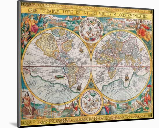 Antique Map, Orbis Terrarum, 1636-Jean Boisseau-Mounted Premium Giclee Print