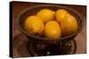 Antique Metal Bowl with Fresh Lemons Photo Poster-null-Stretched Canvas